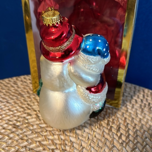 Vintage Spiegel Handblown & Handpainted Snowman & Snowchild Christmas Ornament - Picture 4 of 6
